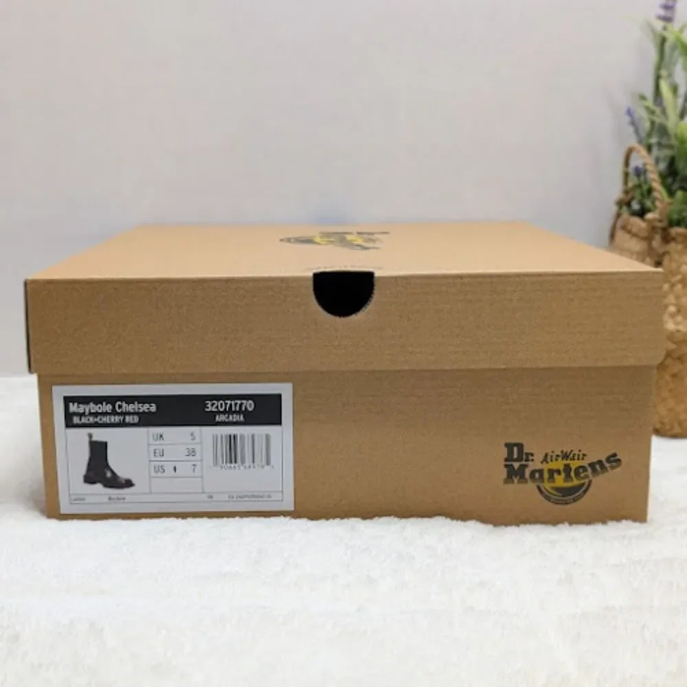 Dr. Martens Maybole Square Toe Black & Cherry Red Arcadia Chelsea Boots UK 5 NIB - Picture 12 of 14